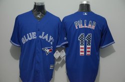 Toronto blue jays #11 Kevin Pillar blue USA flag baseball jersey