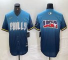 Nike Philadelphia Phillies blank blue majestic baseball jerseys city version 02