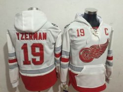 Reebok Detroit Red Wings #19 Steve Yzerman white NHL Hooded Sweatshirt