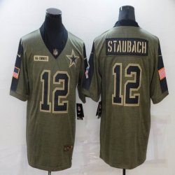 Nike Dallas Cowboys #12 Roger Staubach green 2021 Salute to Service Limited Jersey