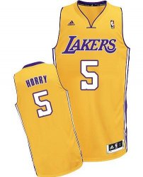 Custom Adidas Los angeles lakers Robert Horry #5 yellow nba jerseys