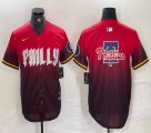 Nike Philadelphia Phillies blank red majestaic baseball jersey city version-BD 04