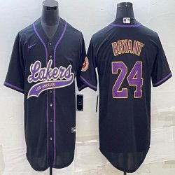 Nike Los Angeless Lakers #24 Kobe Bryant black baseball jerseys Joint name-BD 02