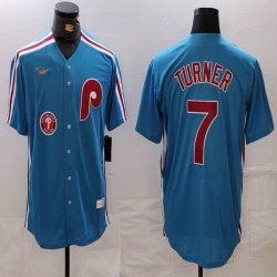 Nike Philadelphia Phillies #7 Trea Turner skyblue throwback mlb jerseys 01