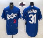 2024 World Series Champions Los Angeles Dodgers #31 Tyler Glasnow blue majestic baseball jerseys 02