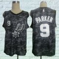 Nike San Antonio Spurs 9# Tony Parker black nba basketball jersey-LT