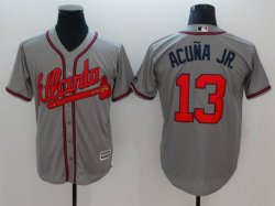 Atlanta Braves #13 Ronald Acuna Jr. gray MLB majestic baseball Jersey