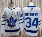 Toronto Maple Leafs #34 Auston Matthews blue hockey jersey with C patch-XTD