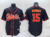 Nike Kansas City Chiefs #15 Patrick Mahomes black baseball jerseys Joint name-BD