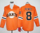 San Francisco Giants #8 Hunter Pence Orange Long Sleeve Stitched Baseball Jersey