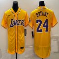 Nike Los Angeless Lakers #24 Kobe Bryant yellow Flexbase Authentic Collection Jersey-BD