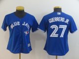 Women Toronto Blue Jays #27 Vladimir Guerrero Jr blue majestic baseball jersey