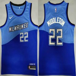 Nike Milwaukee Bucks #22 Khris Middleton blue Stitched NBA basketball Jerseys-LT