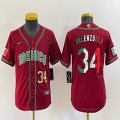 Women 2023 World Cup Mexico #34 Fernando Valenzuela red blank majestic baseball jerseys 10