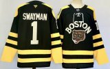 Boston Bruins #1 Jeremy Swayman Black ice hockey Jersey-PD 01