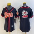 Youth Nike Kansas City Chiefs blank black baseball jerseys Joint name-BD 01