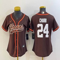 Women Nike Cleveland Browns #24 Nick Chubb brown baseball jerseys Joint name-BD