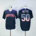 Boston Red Sox #50 Mookie Betts dark blue USA flag baseball Jersey