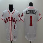 2016 Houston Astros #1 Carlos Correa white usa flag Flexbase Authentic Collection Jersey