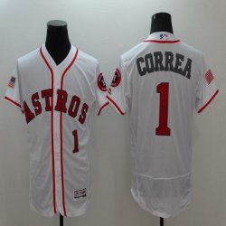 2016 Houston Astros #1 Carlos Correa white usa flag Flexbase Authentic Collection Jersey