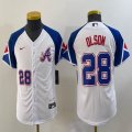 Women Nike Anaheim Angels #28 Matt Olson white blue majestic baseball city version 02