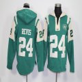 New York Jets #24 Darrelle Revis green NFL Hooded Sweatshirt