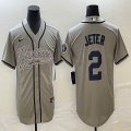 Nike New York Yankees #2 Derek Jeter Grey majestic MLB baseball Jerseys Joint name 01