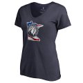 Women's Minnesota Timberwolves Fanatics Branded Navy Banner State V-Neck T-Shirt