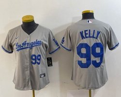 Women Los Angeles Dodgers #99 Kelly Nike gray majestic baseball Jersey-BD 08