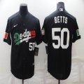 Nike Los Angeles Dodgers Mookie Betts black red green majestic baseball Jersey-BD