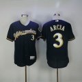 Milwaukee Brewers #3 Arcia dark blue Flexbase Authentic Collection Jersey