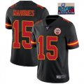 2023 super bowl Youth Nike Kansas City Chiefs #15 Patrick Mahomes black Color Rush Limited