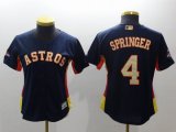 Women Houston Astros #4 George Springer blue gold 2018 World Series Champions jersey