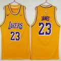 Nike Los Angeles Lakers #23 LeBron James yellow basketball jerseys with Wish Patch