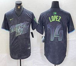 Nike Tampa Bay Rays #14 Lopez black majestic baseball jersey city version