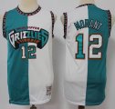 Memphis Grizzlies #12 Ja Morant green white split throwback nba basketball jersey-S8