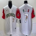 2023 World Cup Mexico #7 Julio Urias white red majestic baseball jerseys 22