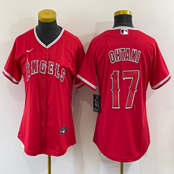 Women Nike Los Angeles Angels #17 Shohei Ohtani red majestic baseball jersey-BD