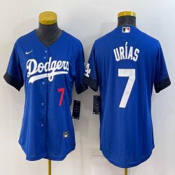 Women Nike Los Angeles Dodgers #7 Julio Urias blue fashion majestic baseball jerseys