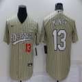 Nike Los Angeles Dodgers #13 Max Muncy beige majestic baseball jersey