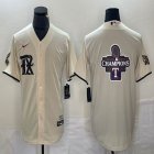 Nike Texas Rangers blank beige majestic baseball jerseys Champions patch 01