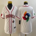 Youth 2023 World Cup Mexico blank white majestic baseball jerseys 05