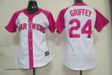 MLB Seattle Mariners 24 Griffey Womens Pink Splash Fashion Jerseys