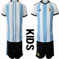 2022 World Cup Argentina blue black kid soccer Jerseys home-HQ