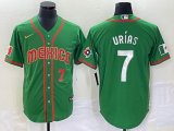 2023 World Cup Mexico #7 Julio Urias green red majestic baseball jerseys 112