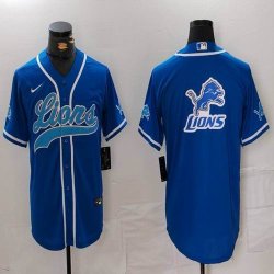 Detroit Lions blank blue baseball jerseys Joint name-BD 04