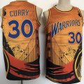 Golden State Warriors #30 Stephen Curry yellow orange nba jerseys -YLQ