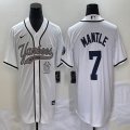 Nike New York Yankees #7 Mickey Mantle white majestic baseball Jersey Joint name 02