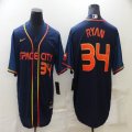 Nike Houston Astros #34 Nolan Ryan dark blue baseball jerseys city version