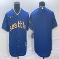 Nike Seattle Mariners blank blue majestic mlb jersey city version-BD